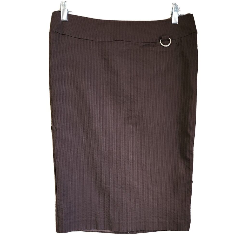 Michele Pencil Skirt Vintage Women's size 14 Lined Braid Pattern 80s Retro Brown